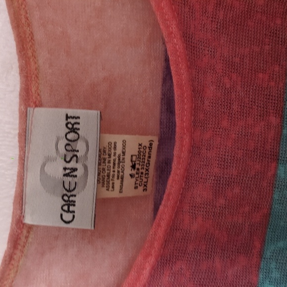 Caren Sport Multicolor Striped Short Sleeve Top - Picture 3 of 8